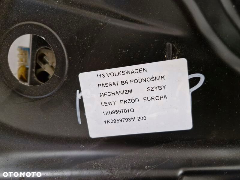 volkswagen passat b6 mechanizm szyby lewy przód przedni podnośnik europa - 5