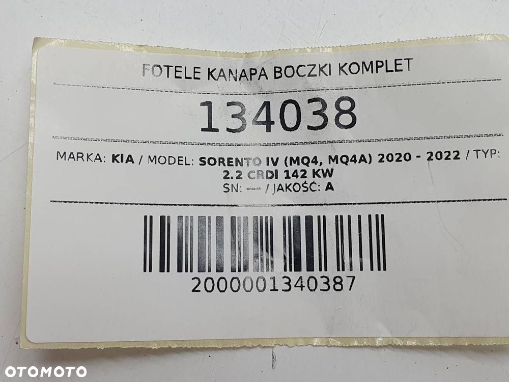 FOTELE KANAPA BOCZKI KOMPLET TRZECI RZĄD KIA SORENTO IV MQ4 EUROPA - 27