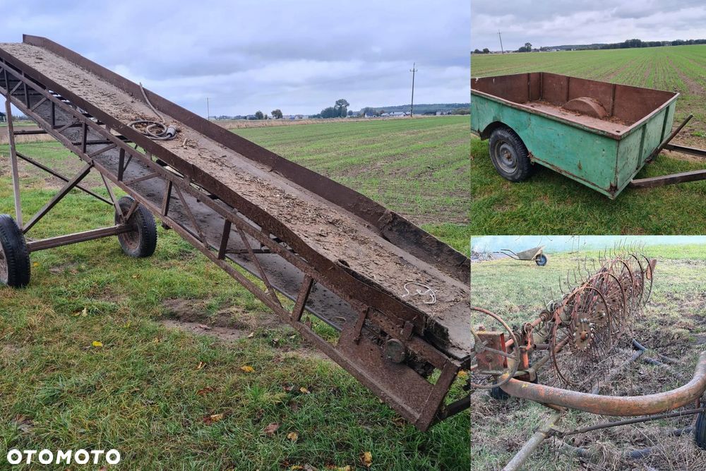 Przyczepka rolnicza dwukółka przyczepa jednoosiowa Transporter do obornika/ Taśmociąg / Podajnik Grabarka 5 gwiazd do siana Meprozet Orzys - 1