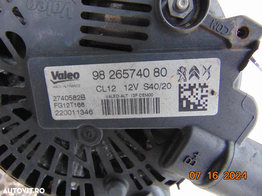 Alternator Citroen c3 1.2 Peugeot 208 Opel corsa f 2008 3008 hn05 hm05 crossland cod 9826574080 - 6