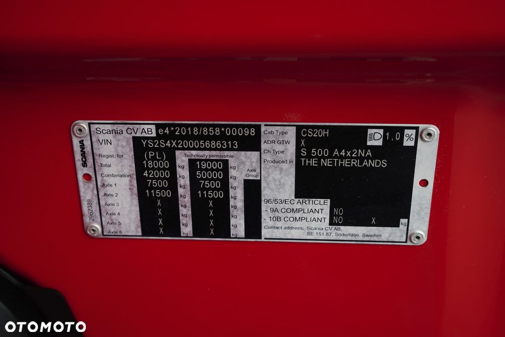 Scania / S 500 / EURO 6 / ACC / RETARDER / I - COOL - 11