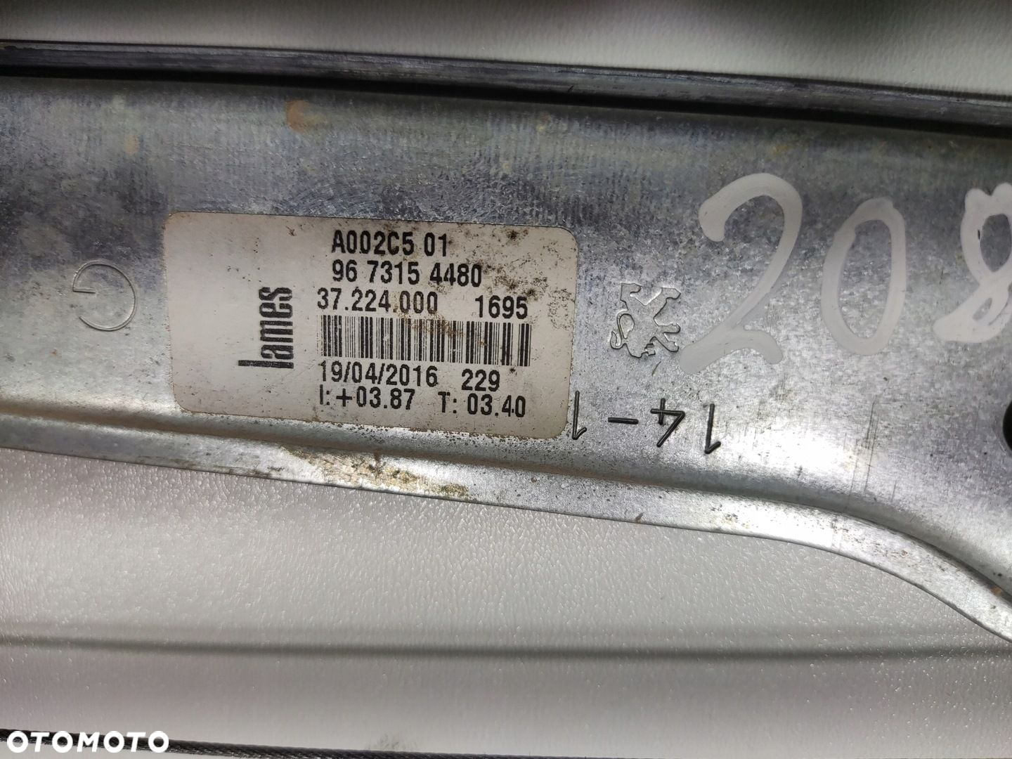 PODNOŚNIK MECHANIZM SZYBY LEWY PRZÓD PRZEDNI PEUGEOT 208 I 9673154480 12-19 - 4