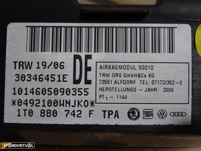 Airbags De Cortina Volkswagen Touran (1T1, 1T2)  1T0880742f / 1T0 880 - 6