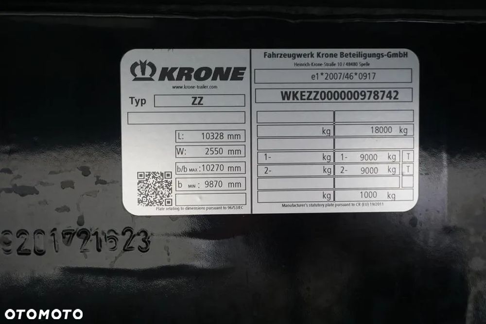 Krone TANDEM / FIRANKA / 19 PALET / DŁ. 7,75 M - 11