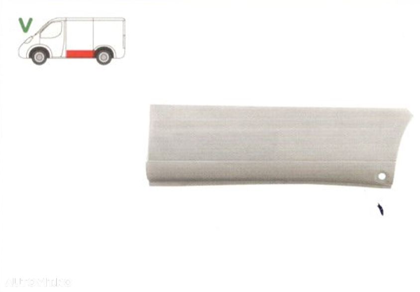 Segment reparatie panou lateral Mercedes Vito / Clasa 5 (W638) 02.1996-01.2003, stanga/dreapta, Fara Gauri Ornament, Lungime 1555, Inaltime 357 Mm, Metal, - 1