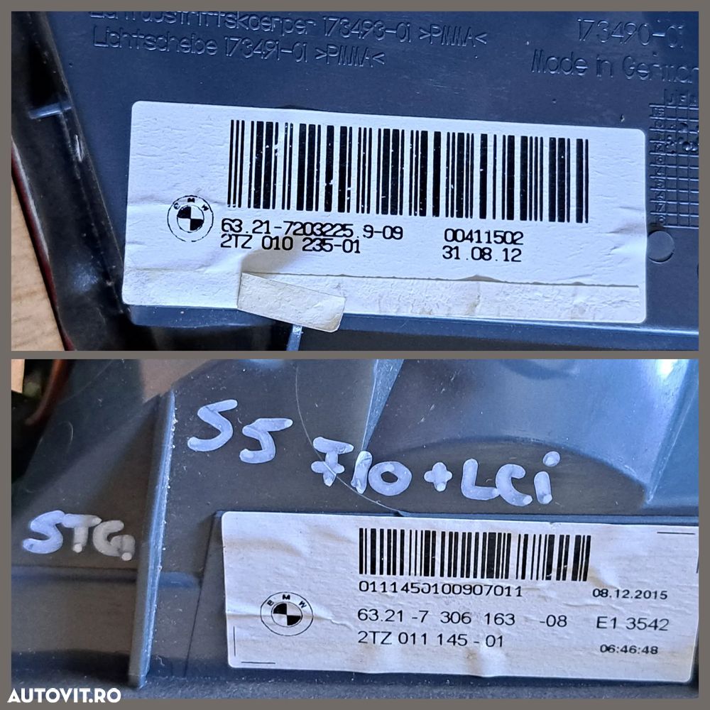Stop tripla lampa marsarier semnalizare pozitii stanga dreapta spate bmw seria 5 F10 F18 F11 520d 523Li 525d 535Li 528i - 7
