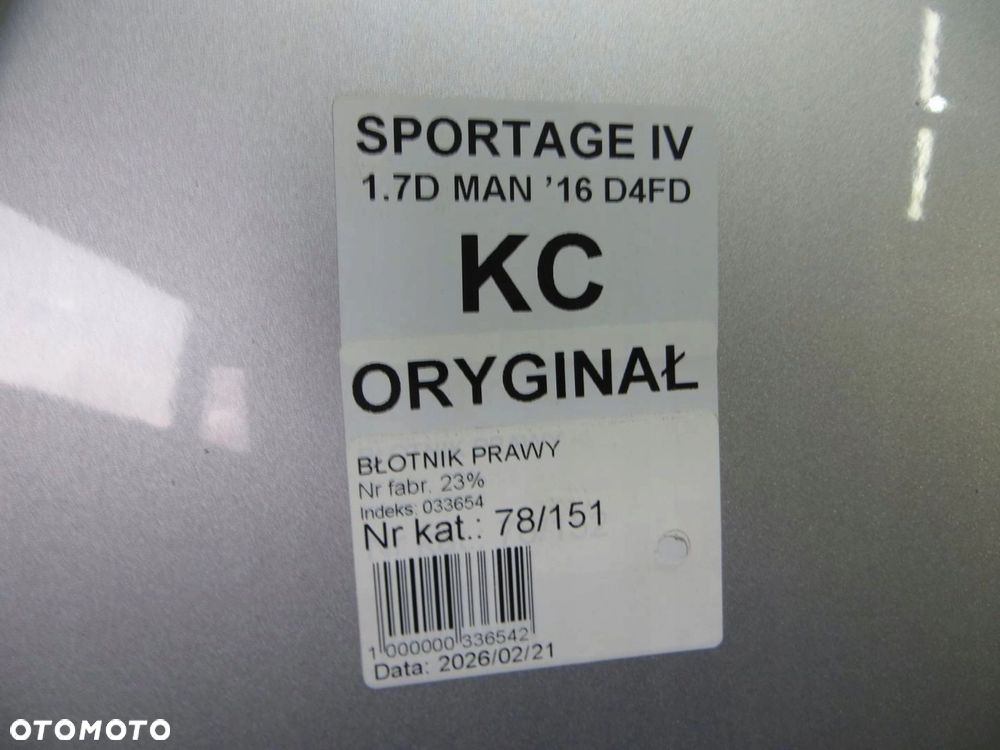 KIA SPORTAGE IV BŁOTNIK PRAWY PRZÓD KC 14- - 7