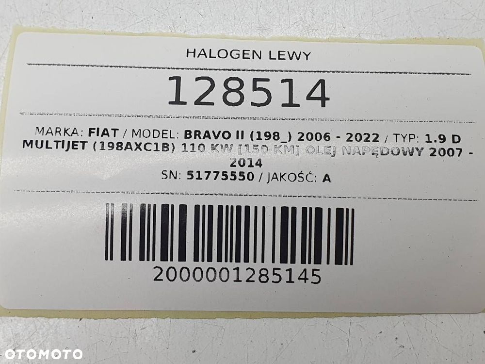 HALOGEN PRZÓD PRZEDNI LEWY FIAT BRAVO II EU 51775550 - 7