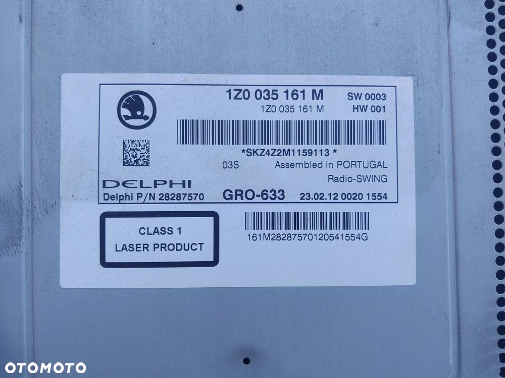 Radio Skoda Octavia 2 II Lift Swing MP3 SKODA OCTAVIA II LIFT ORYGINALNE RADIO CD MP3 Delphi 1Z0035161M - 5