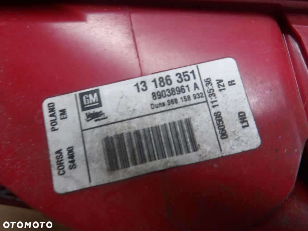 OPEL CORSA D 3D 06-10 LAMPA PRAWA LEWA TYŁ TYLNA 13186350 - 9