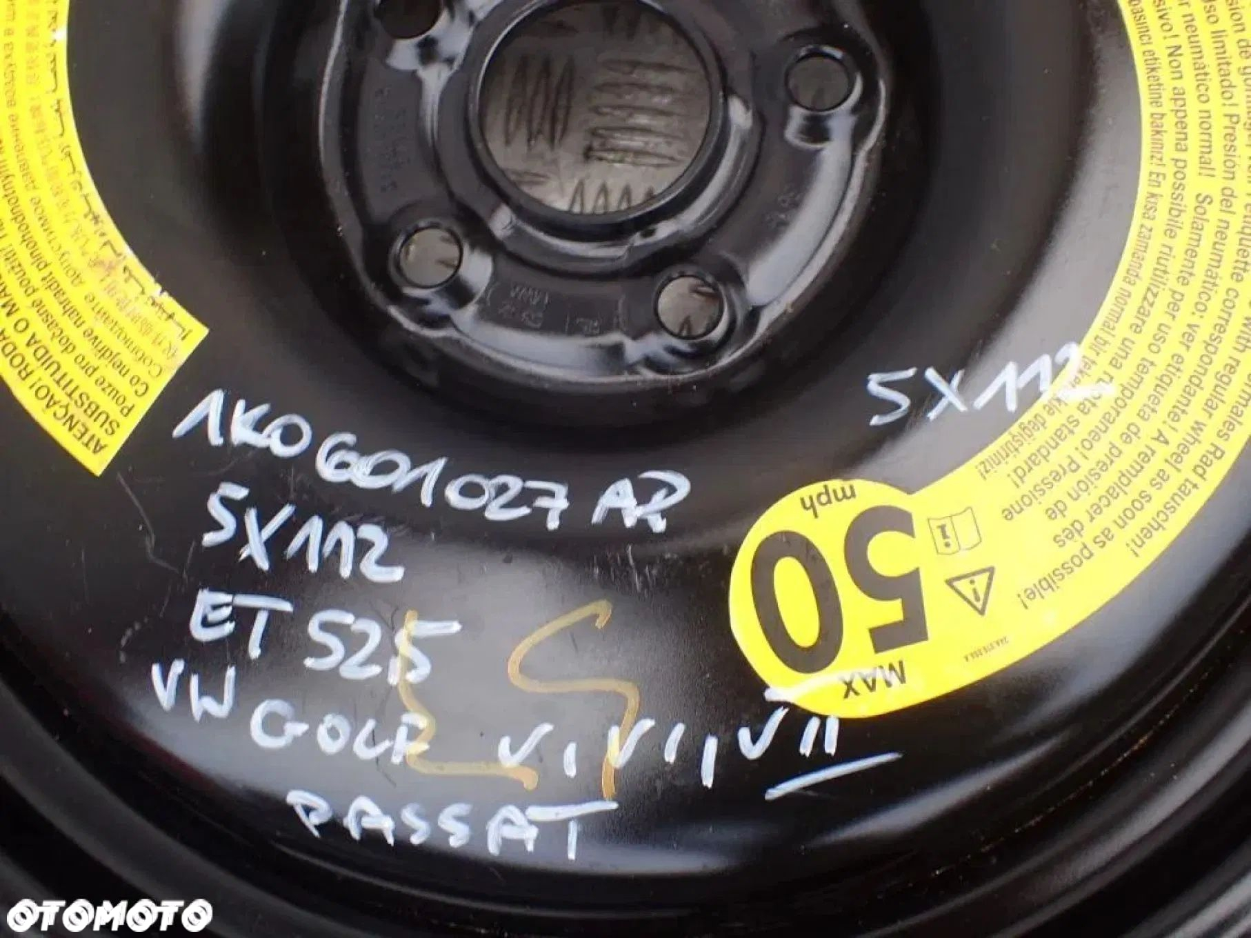 KOŁO DOJAZDOWE 1K0601027AR 18'' 5X112 ET52,5 VW AUDI RADOM - 2