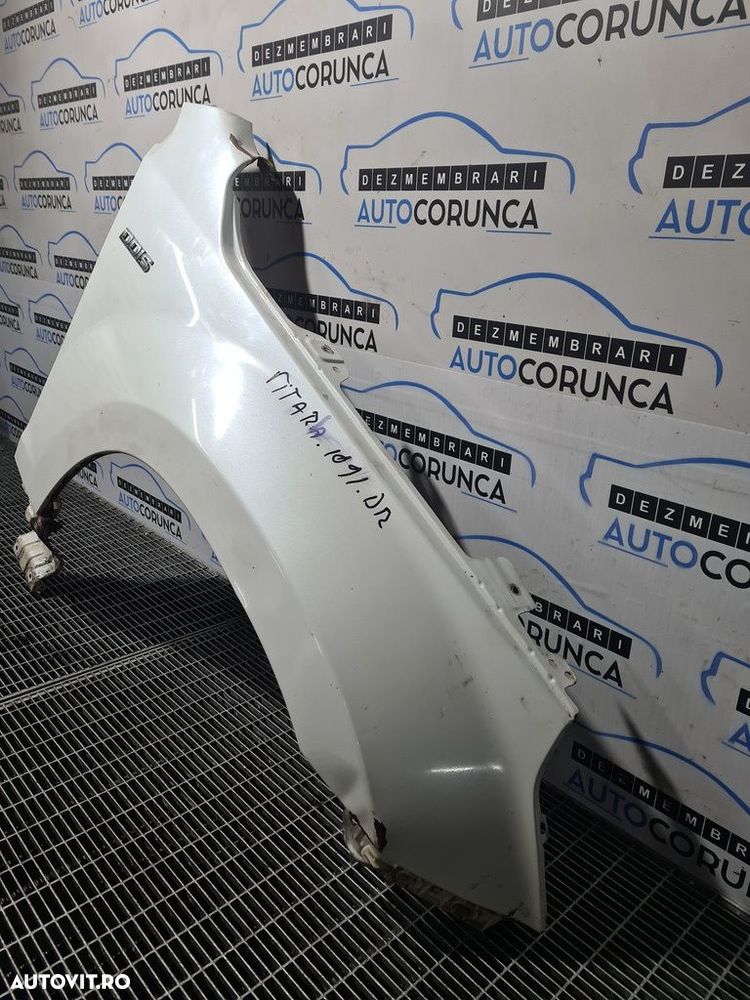 Aripa Dreapta Fata Suzuki Grand Vitara 2006 - 2012 4 Usi ALB (1091) LOVITA ȘI RUGINITA - 3
