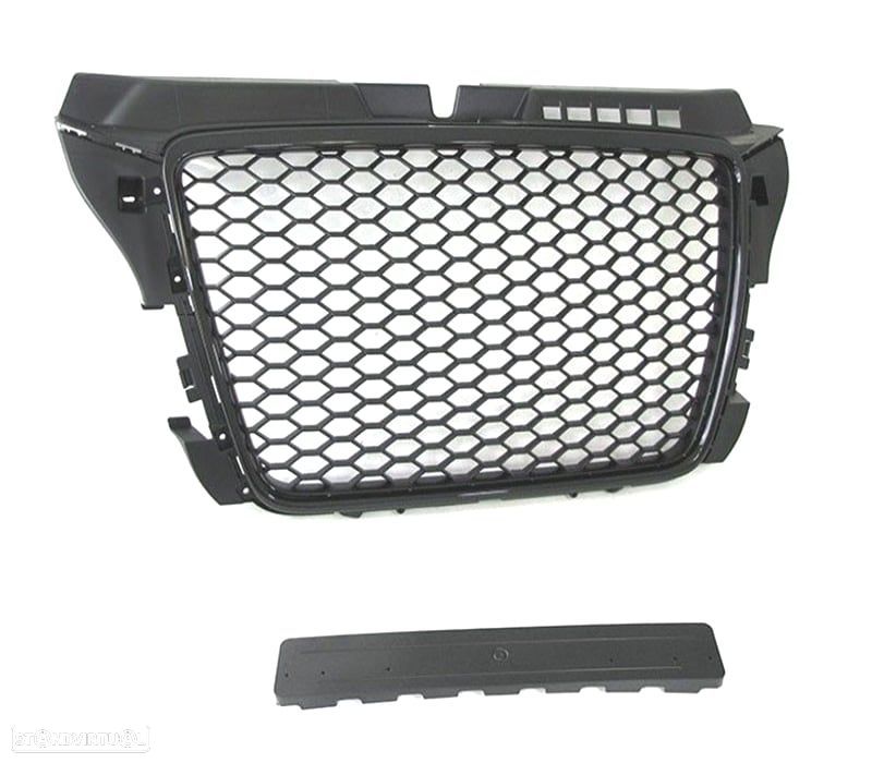 GRELHA FRONTAL AUDI A3 8P 08-12 PRETO BRILHANTE LOOK RS3 - 3