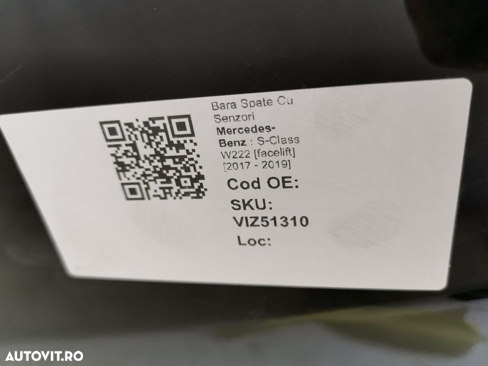 Bara Spate Cu Senzori Mercedes-Benz  S-Class W222 [facelift] 2017 2018 - 8