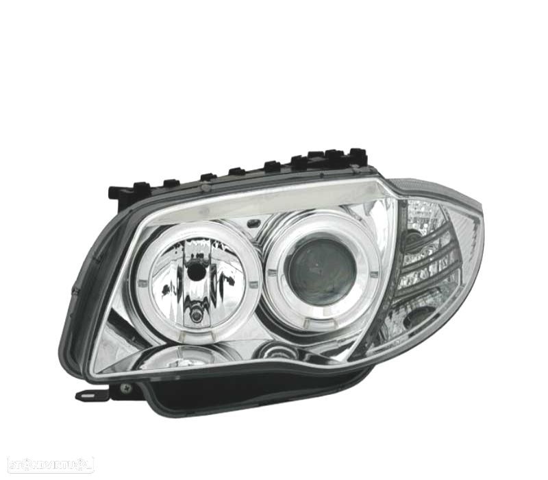 FARÓIS BMW E81 E87 E82 E88 OLHOS DE ANJO FUNDO CROMADO - 2