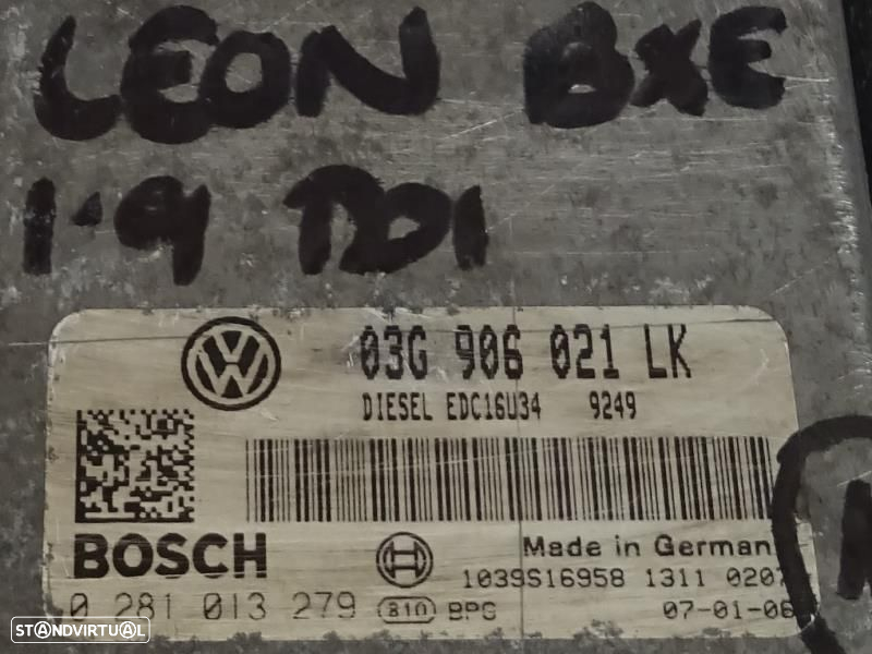 Centralina De Motor Seat Leon (1P1)  Centralina 1.9 Tdi / 03G906021lk - 2