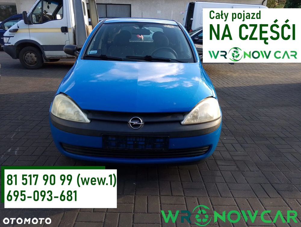 Opel Corsa C (02r.) 1.2 B 74KM. Silnik Z12XE Skrzynia F13BY lakier 20U.Cały na części. GWARANCJA !!! Przód Tył Zestaw Komplet Drzwi Klapa Zderzak Błotnik Maska Grill Atrapa Szyba Pas Lampa Lusterko Boczki Fotel Kanapa Kokpit Deska Rozdzielcza Przełącznik Włącznik Sterownik Przewody Wiązka Instalacja Moduł Komputer Czujnik Listwa Pompa Alternator Wtryski Głowica Rozrusznik Kompresor Sprzęgło Dwumas Silnik Skrzynia ABS Klimatyzacji Paliwa Wspomagania Kolektor Turbina Przepustnica Zawór Chłodnica Koło Hak Belka Sanki Zawieszenie Mcpherson Półoś Amortyzator Wydech Tłumik Zacisk Most - 1