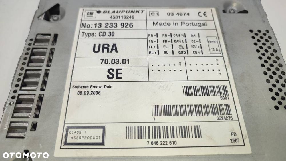RADIO ODTWARZACZ CD WYŚWIETLACZ OPEL VECTRA C 13233926 24461295 - 4