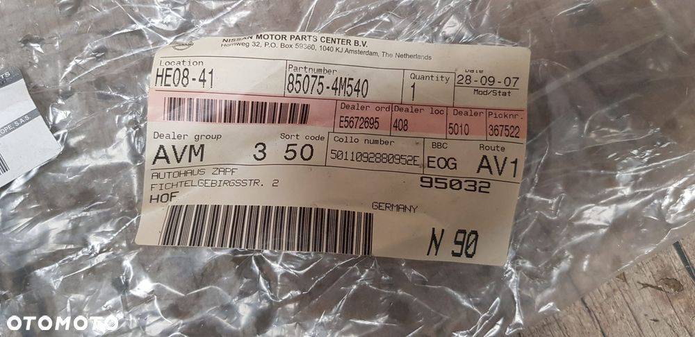 Oryginalna Listwa Zderzaka Tył Lewa Nissan Almera N16 OE 85075-4M540 - 10