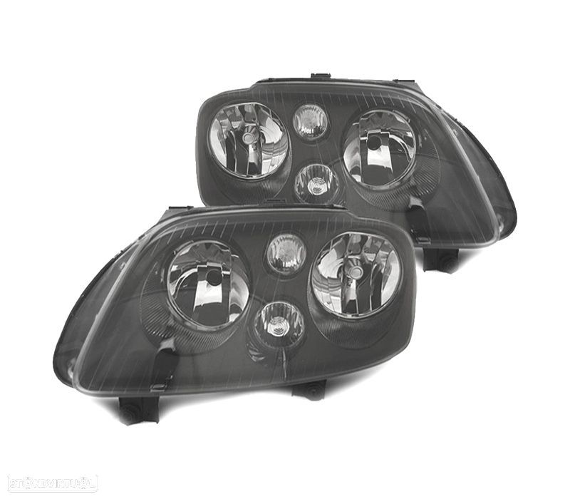 FARÓIS VOLKSWAGEN VW CADDY 04-10 TOURAN 03-06 FUNDO NEGRO - 1
