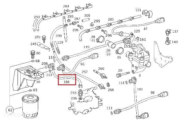 MERCEDES W210 W902-W904 Waz przewod paliwa OM602 ORYGINAL - 2