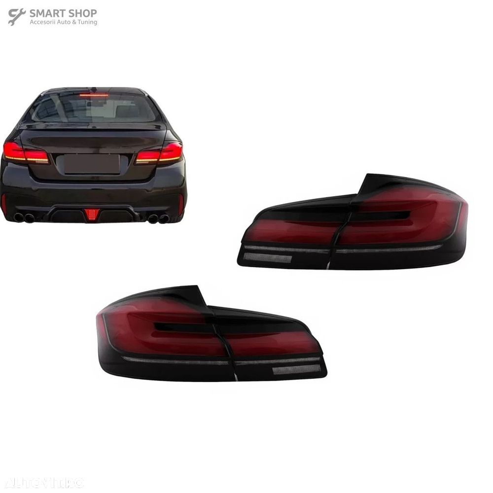 Stopuri LED BMW Seria 5 F10 (2011-2017) Rosu Negru cu Semnal Dinamic L - 8