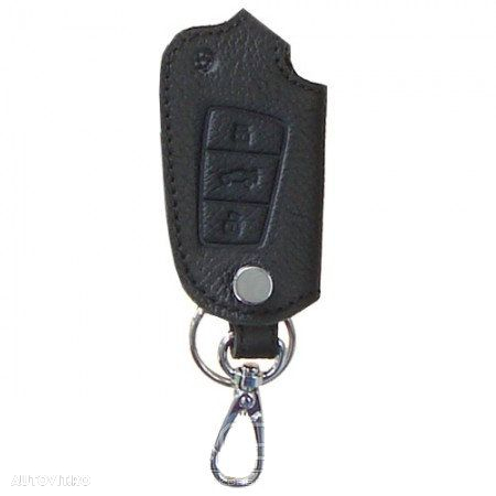 Husa cheie din piele pentru Audi A2 A3 A4 A5 A8, cusatura neagra, pentru cheie cu 3 butoane - 4