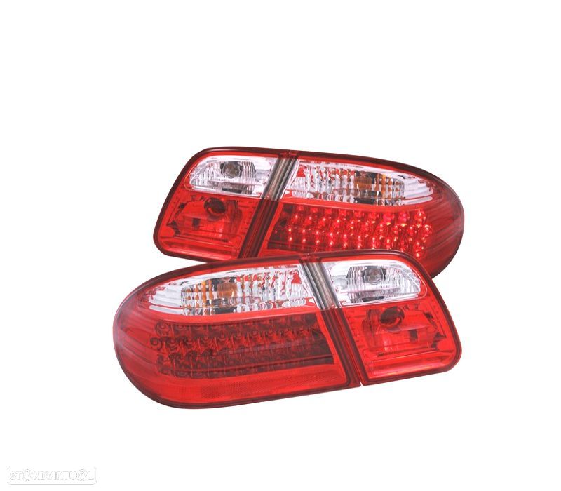 FAROLINS TRASEIROS LED PARA MERCEDES CLASSE E W210 95-02 VERMELHO CROMADO - 1