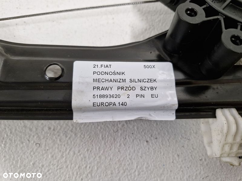 FIAT 500X 500 X PODNOŚNIK MECHANIZM SZYBY PRAWY PRZÓD SILNICZEK 2 PIN 518893620 - 3