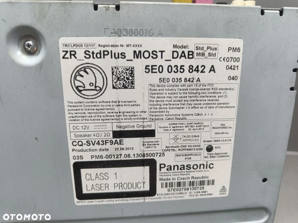 Radio Ekran Skoda Octavia 3 III Czytnik Multimediów Wyświetlacz 5E0919605B 5E0035842A - 13