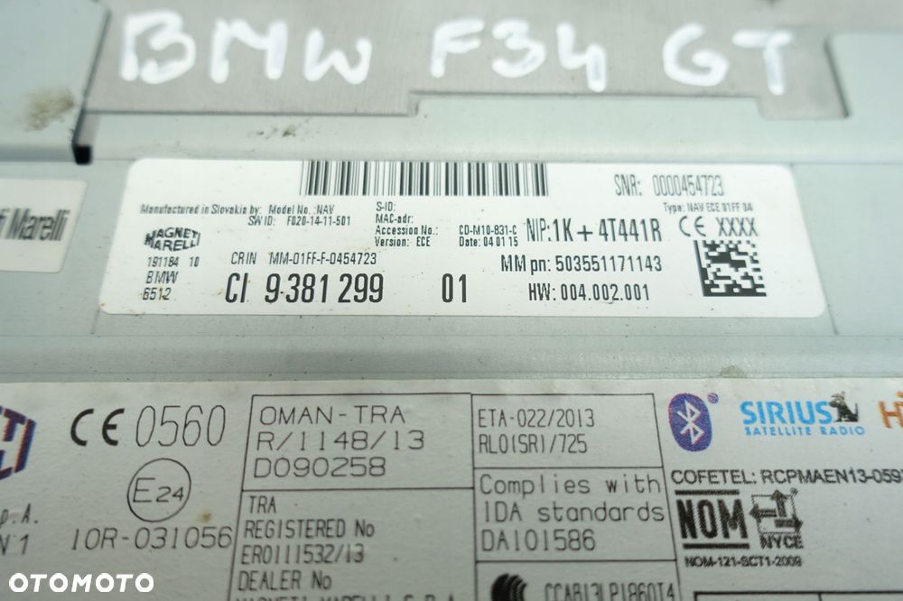 BMW GT F34 RADIOODTWARZACZ nawigacja NAVI radio 9381299 - 2