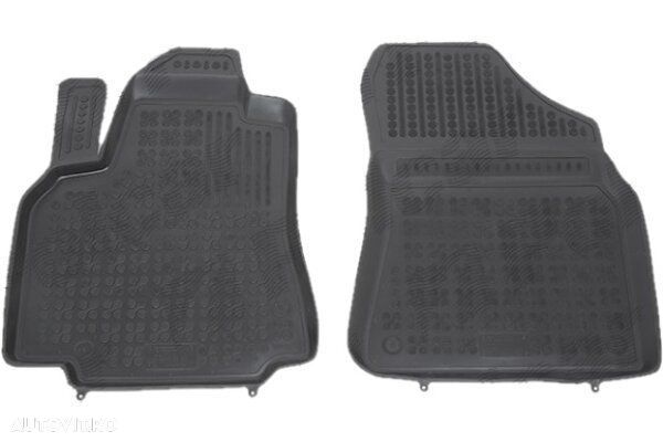 Set covorase auto din cauciuc Citroen Berlingo (7), 02.2008-07.2018, Peugeot Partner, 03.2008-07.2018 model cu 2 locuri, presuri tip tavita, negru; Polietilen
