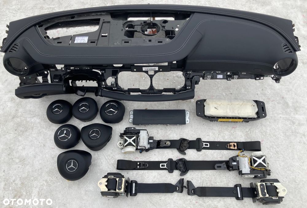 MERCEDES E CLS W213 W238 W257 DESKA KONSOLA KOKPIT PULPIT PÓŁKA PARAPET PODUSZKI POWIETRZNE AIRBAG SRS PASY PAS KURTYNY KURTYNA FOTELA  SKÓRA !!! - 1