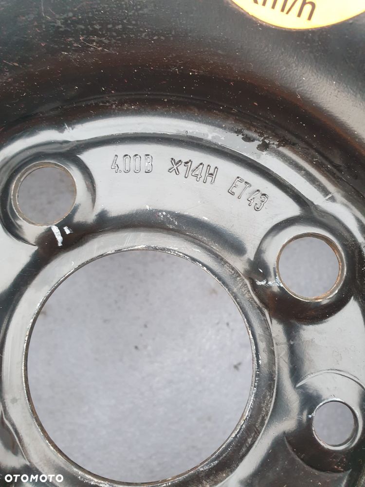 Koło Dojazdowe zapasowe Fiat 500 4x98 135/80 R14 Demontaż - 6