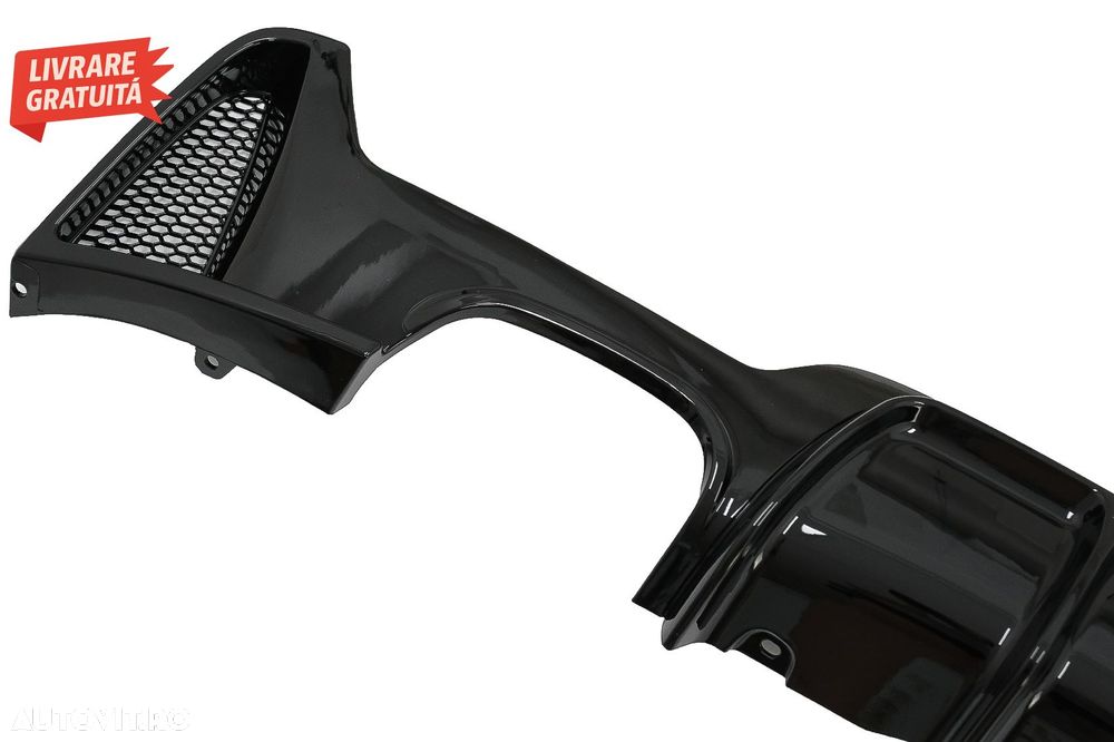 Difuzor Bara Spate Evacuare Dubla BMW Seria 4 F32 F33 F36 (2013-2019) Negru Lucios- livrare gratuita - 4