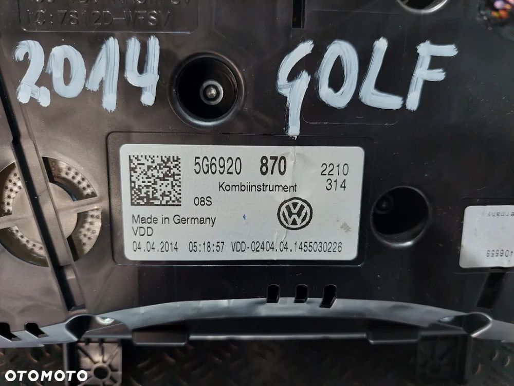 LICZNIK ZEGAR VW GOLF VII 7 GTI EUROPA 2,0TFSI NR 5G6920870 - 3