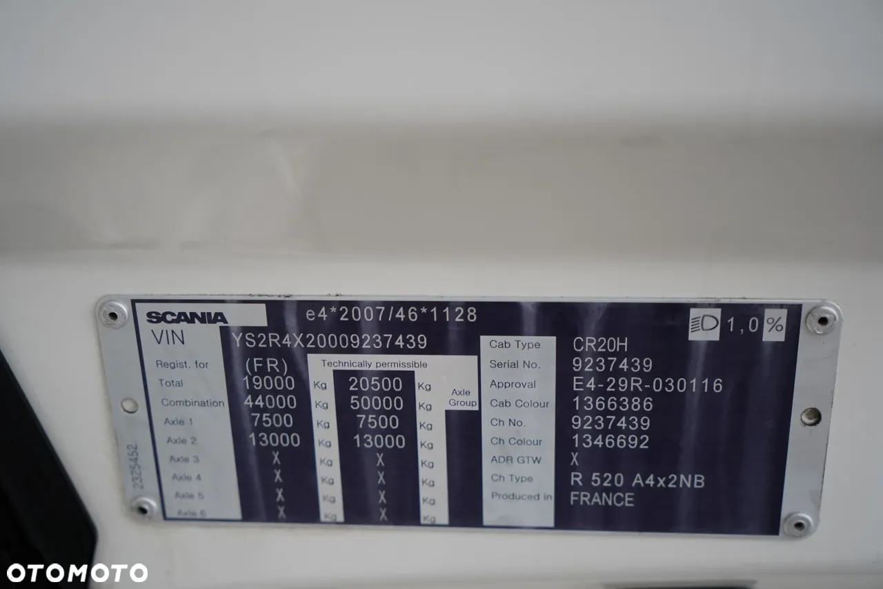 Scania R 520 / V8 / HYDRAULIKA / RETARDER / KLIMA POSTOJOWA  / CAŁA NA PODUSZKACH  / OPONY 100% /  PO KONTRAKCIE SERWISOWYM / SPROWADZONY - 35