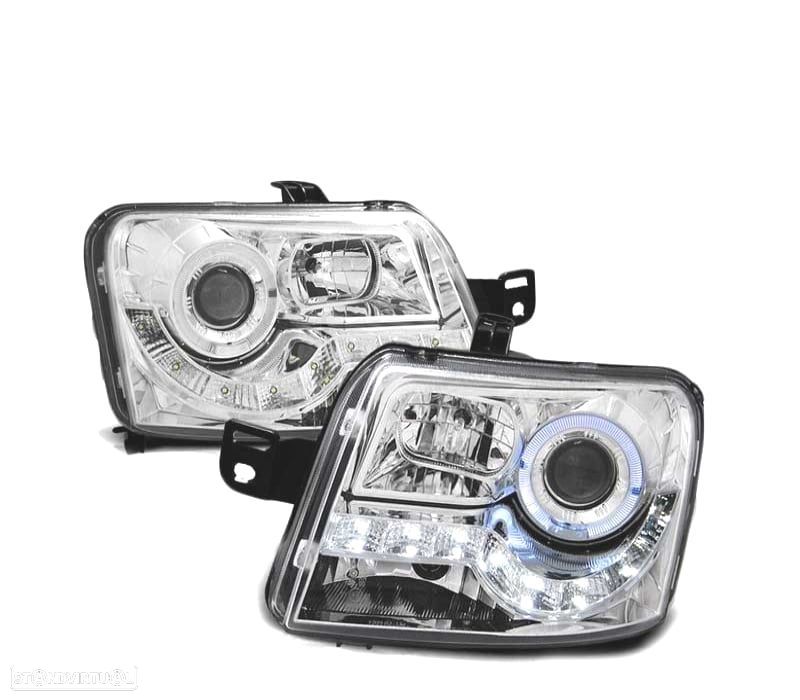 FARÓIS LED ANGEL EYES FIAT PANDA 03 - CHROME CROMADO - 1
