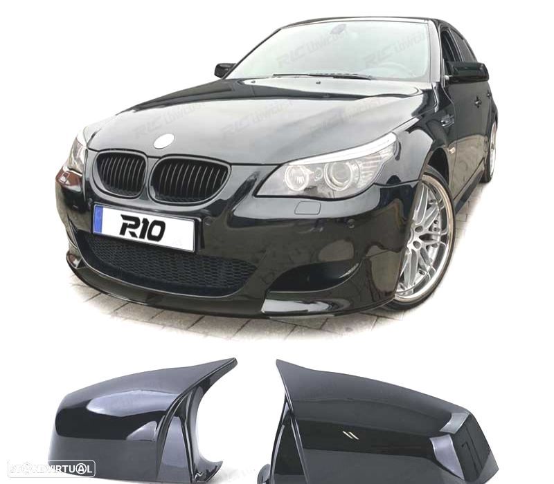 CARCAÇAS DE ESPELHO PARA BMW E60 E61 07-09 LOOK M PRETO BRILHANTE - 1