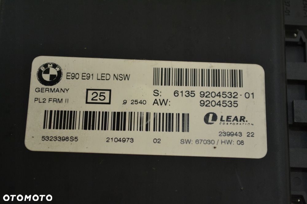 MODUŁ STEROWNIK ŚWIATEŁ PL2 FRM II BMW 3 E90 E91 LED 9204532 9204535 - 6