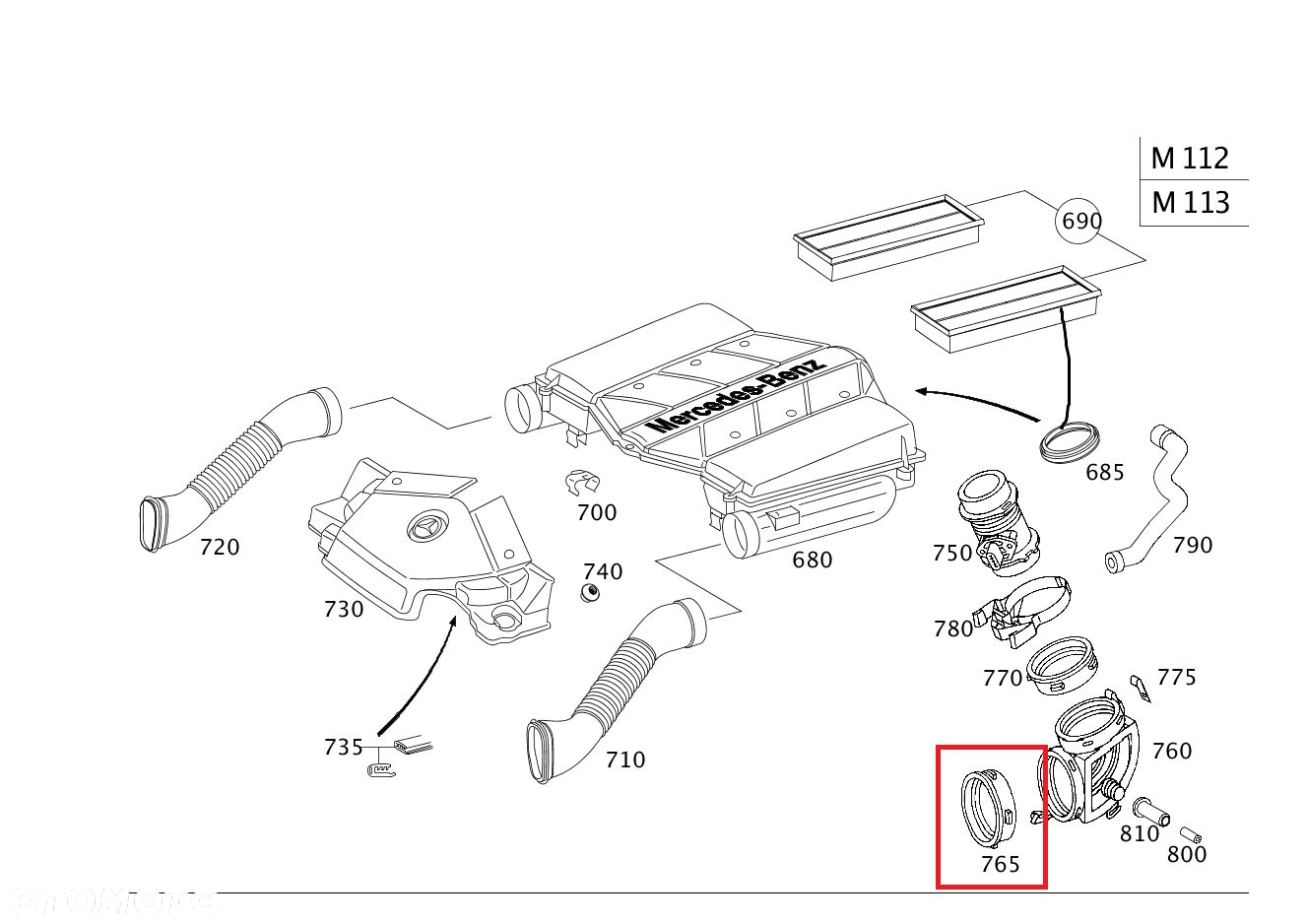 MERCEDES C-klasa uszczelka dolot filtra powietrza OE - 3