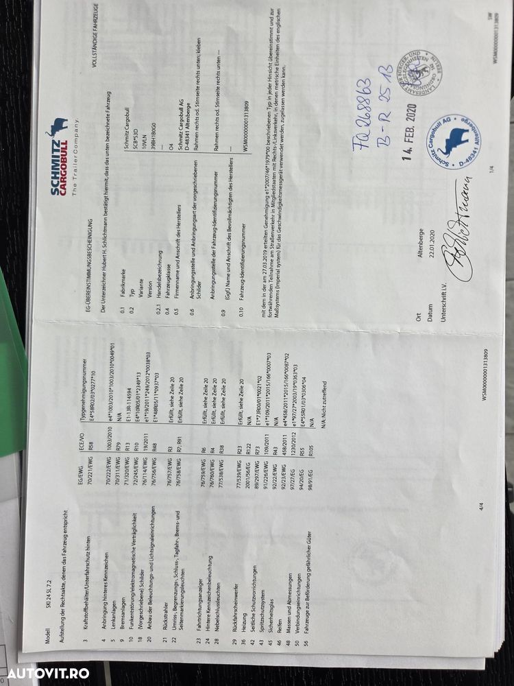 Schmitz Cargobull SCB 26mc, 2020, jante ALUMINIU, scena vizitare, prelata, axa liftabila, rulata doar in GERMANIA, anv 70% ok, masa propie 6,4tone, lung 8,8m, posibilitate leasing 4 ani-PROMOTIE 21.900 EUR+Tva - 37