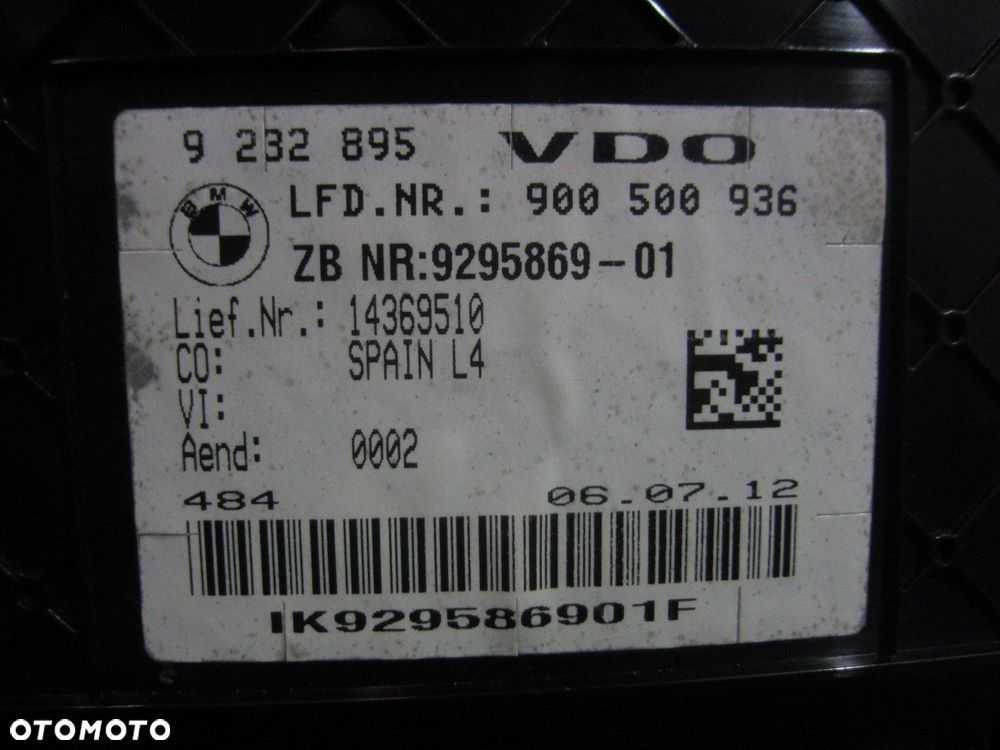 BMW F30 F34 LICZNIK ZEGARY WSKAŹNIKI MILE BENZYNA 9436300 9311392 9232895 - 10