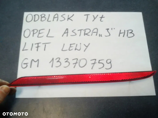 Odblask Tył Opel Astra J HB Lift Lewy