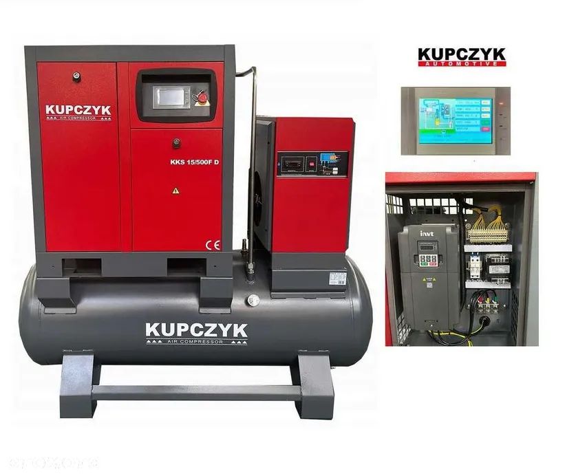 Kompresor śrubowy 1500 l/min 11 KW Falownik Osuszacz Filtry Kupczyk - 1