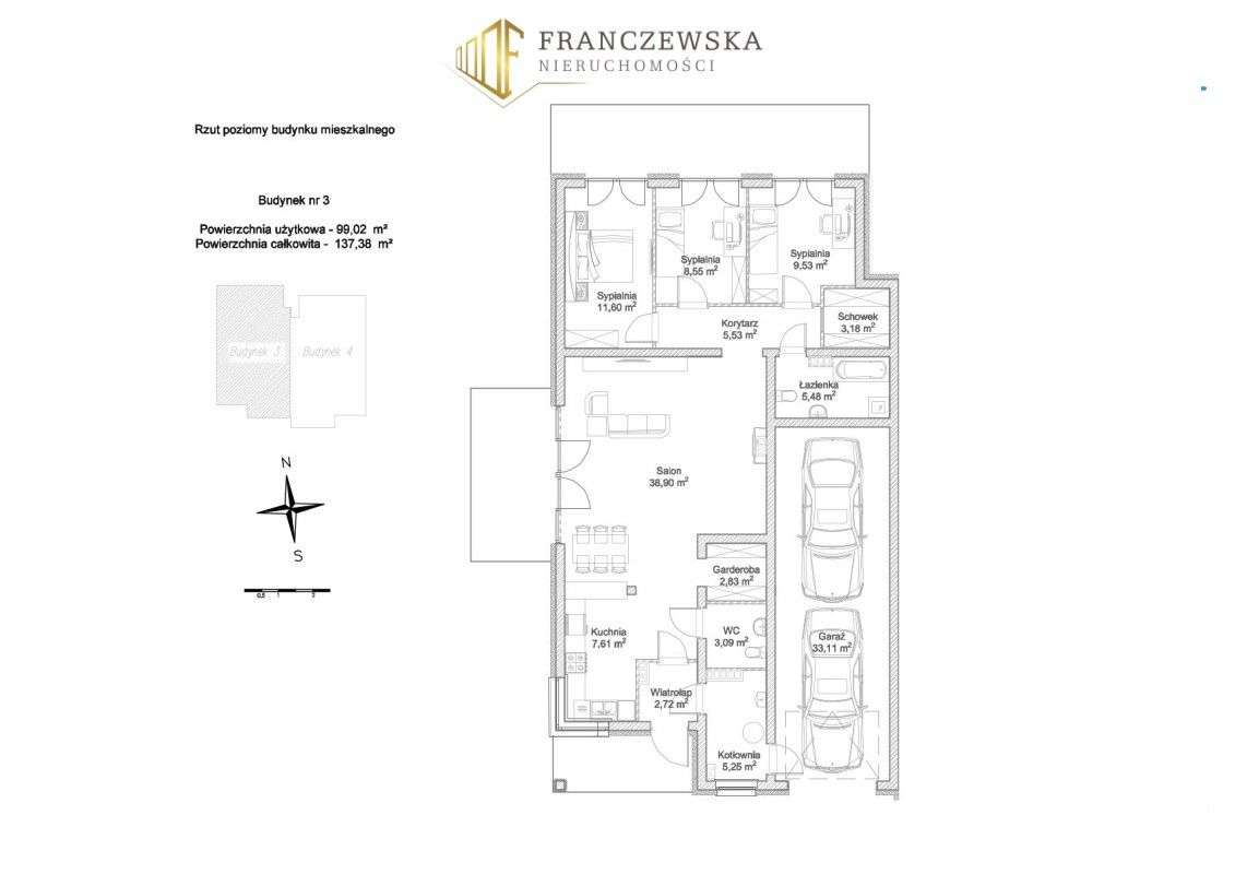 Parterowy dom z Garażem dwu stanowiskowym - Pełny obrazek: 4/5