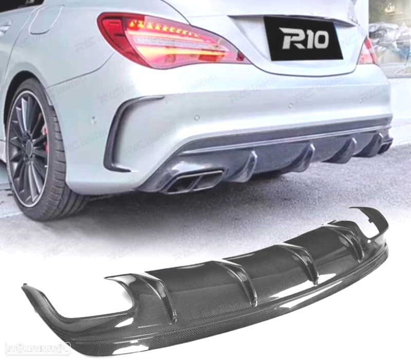 DIFUSOR TRASEIRO MERCEDES CLA W117 13-15 LOOK AMG CLA45 CARBONO - 1