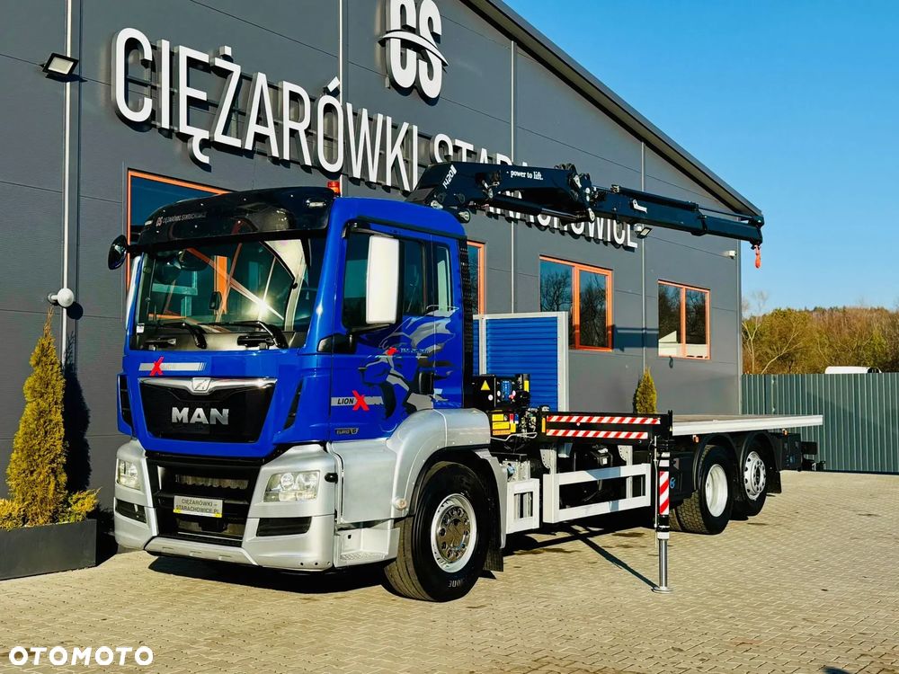 MAN TGS 26.360 // E6 // Klimatyzacja / 6x2 // platforma laweta 7,2m z HDS HMF 1420 // dzwig żuraw kran crane skrzynia uniwersalny - 2