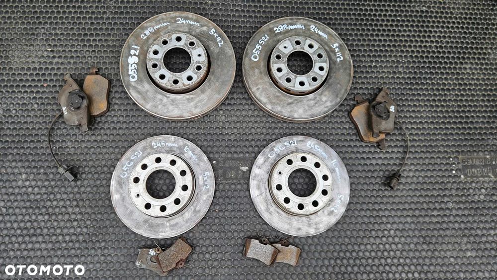 Tarcze Tarcza 288mm 245mm 5x112 Klocki Hamulce Przód Przednie Tył Tylne Audi A4 B6 B7 - 1