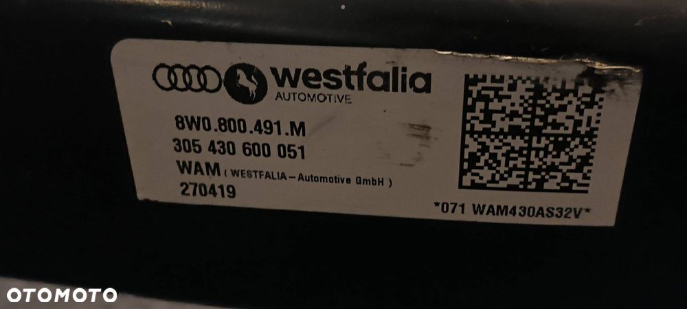 HAK HOLOWNICZY AUDI A4 B9 8W0800491M - 9